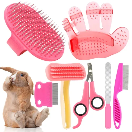 Miniatura 9 de KALAMANDA - Kit de aseo para conejo, cepillo para quitar uñas con cortaúñas de conejo, recortadores de uñas de conejo con peines para mascotas
