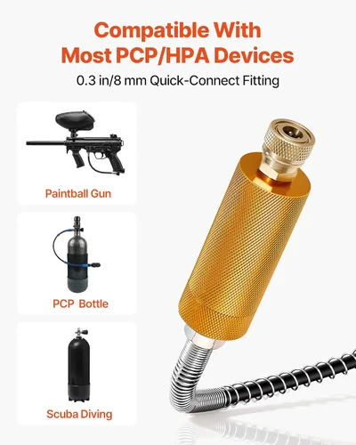 Miniatura 8 de VEVOR Compresor de aire PCP, compresor de pistola de aire PCP portátil de 4500 PSI/30 Mpa, sistema de refrigeración de agua y ventilador integrado