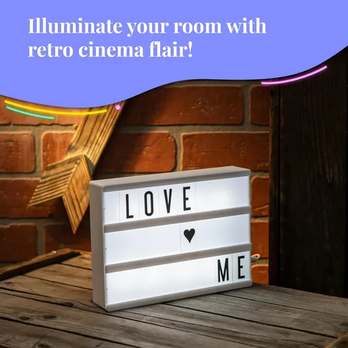 Miniatura 7 de My Cinema Lightbox, pequeña marquesina con luz LED y 100 letras, números y caracteres para crear su cartel personalizado. Incluye USB o alimentación