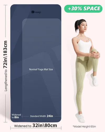 Miniatura 6 de KEEP Tapete de yoga, 32 pulgadas, extra ancho, para hombres y mujeres, 0.276 in de grosor, doble cara, antideslizante, ecológico, tapete de yoga