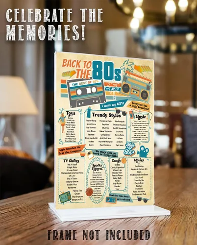 Miniatura 6 de Póster retro de los años 80 sin marco de 11 x 14 pulgadas, decoración infográfica de un aspecto – Era de los años 80 (1980) música fresca y moderna