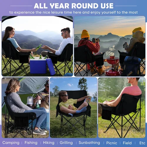 Miniatura 7 de HaSteeL Silla de camping para adultos, juego de sillas portátiles plegables compactas con bolsillos laterales para pesca al aire libre, senderismo