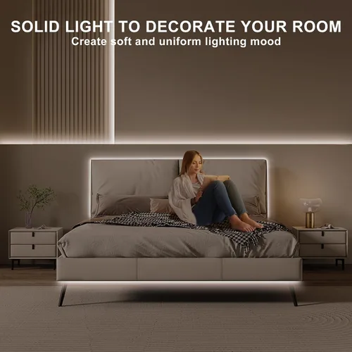 Miniatura 6 de Tira de luz LED COB de 32.8 pies con control remoto, 4000K Ra93+ regulable brillante luz LED COB tira de luz blanca continua para espejo, escalera
