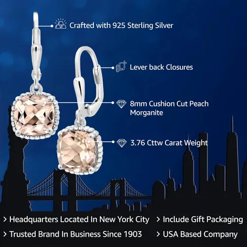 Miniatura 23 de Gem Stone King Aretes colgantes de plata de ley 925 de 0.315 pulgadas para mujer