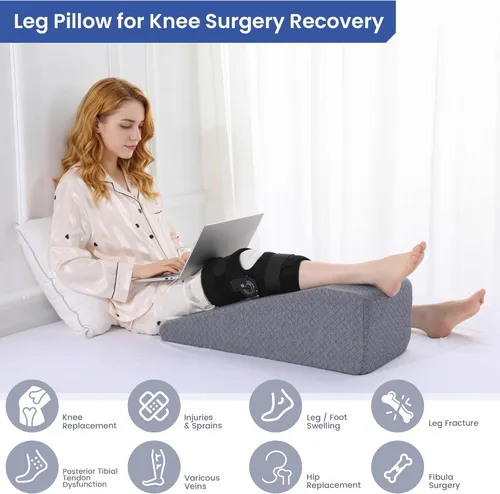Miniatura 4 de HOMBYS Almohada de elevación de piernas para después de la cirugía, reemplazo y recuperación de rodilla, almohada de cuña para rodilla, cadera