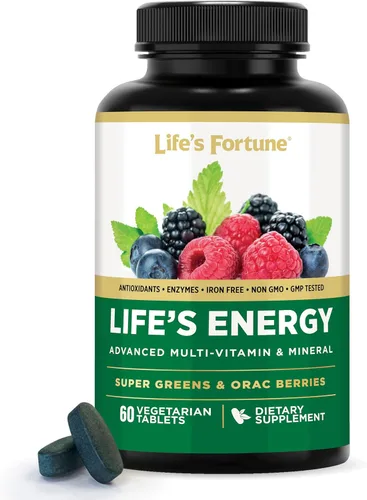 Life's Energy Advanced - Multivitamínico diario avanzado para hombres y mujeres, suplemento energético y de apoyo inmunológico con súper verdes,