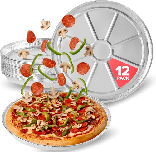 Stock Your Home Sartenes de aluminio desechables para pizza de 12 pulgadas (paquete de 12 unidades), molde redondo de focaccia para pizzas