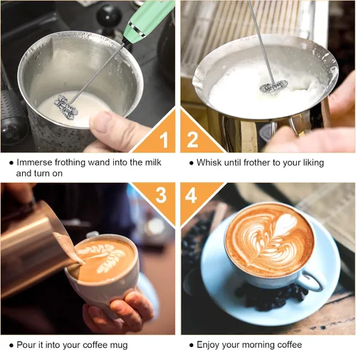 Miniatura 4 de Philorn - Varilla espumadora de leche recargable eléctrica de mano, batidor mini para café con leche, capuchino, frappé, matcha, chocolate caliente