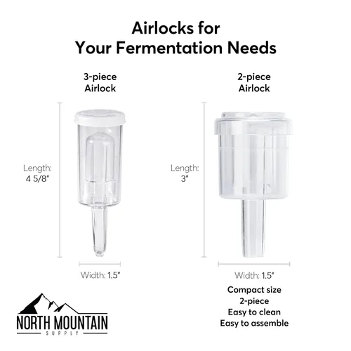 Miniatura 3 de North Mountain Supply Esclusas de aire de 2 piezas con tapones de goma # 6.5 para fermentación, esclusas para elaboración de vino, cerveza