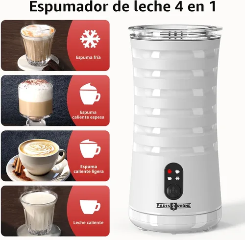 Miniatura 3 de Espumador de leche, vaporizador y espumador de leche 4 en 1 Paris Rhône, calentador de leche de espuma caliente y fría con control de temperatura