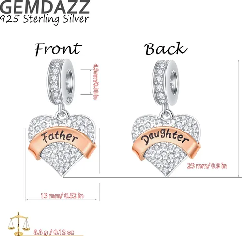 Miniatura 3 de Dije de corazón pavé con tema familiar, plata de ley 925 para madrepadre, hija, hijo, hermana, nana, esposa, marido, abuela, amiga, madrina