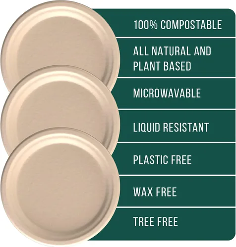Miniatura 6 de EconoHome Platos de papel compostables de 10 pulgadas, platos desechables ecológicos hechos de fibra de bagazo o caña de azúcar, aptos