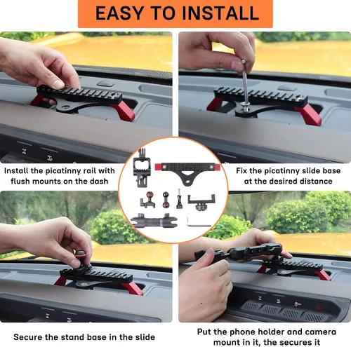 Miniatura 5 de Soporte para teléfono y GoPro, compatible con iPhone, ajustable, aleación de aluminio + material ABS, fácil instalación