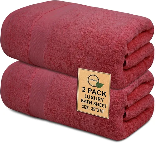 Miniatura 10 de Toallas de baño de lujo 100% algodón, paquete de 2 (35 x 70 pulgadas), súper suaves, de secado rápido y altamente absorbentes, para baño, hogar, spa