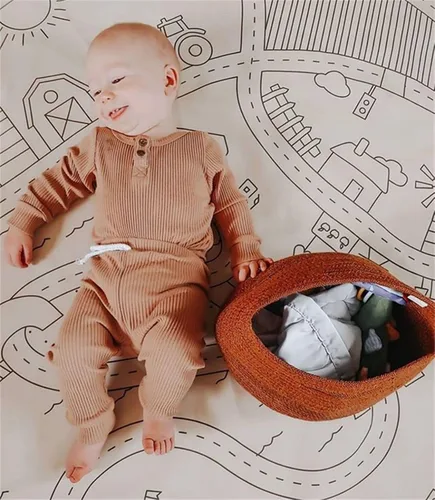 Miniatura 2 de CIYCUIT Trajes de bebé recién nacido, de manga larga, color sólido, acanalado, de punto, pantalones de 2 piezas, ropa de bebé neutro para género