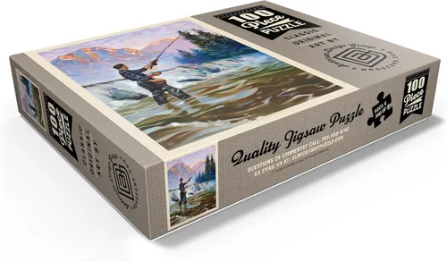 Miniatura 3 de MyPuzzle Classic Sportsman: Fly Fishing, Vintage Poster - Rompecabezas de 100 piezas prémium para adultos