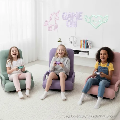 Miniatura 9 de Best Choice Products Silla Giratoria para Juegos de 360 Grados Silla de Piso Multiusos Mecedora para TV, Lectura, Jugar Videojuegos con Soporte