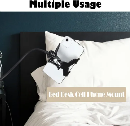 Miniatura 6 de Selfdee Soporte para teléfono celular, soporte de pereza, rotación de 360 grados, soporte universal con brazos largos flexibles, montaje en clip
