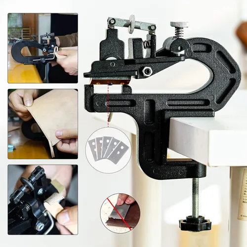 Miniatura 6 de Esquiador manual de cuero pelador Splitter adelgazamiento máquina de corte de artesanía en cuero máquina de ribete para proyecto de bricolaje