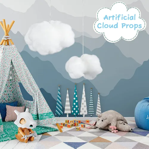 Miniatura 5 de Jetec 3 piezas de accesorios de nube artificial en forma de nube 3D, decoración colgante para habitación, adorno colgante decorativo para boda