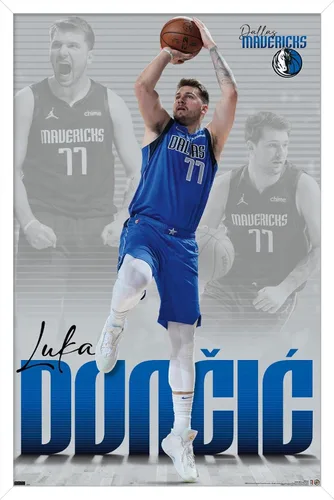 Miniatura 13 de Trends International NBA Dallas Mavericks - Póster de pared de Luka Doncic 22, 22.375 x 34 pulgadas, versión enmarcada en negro Versión con marco