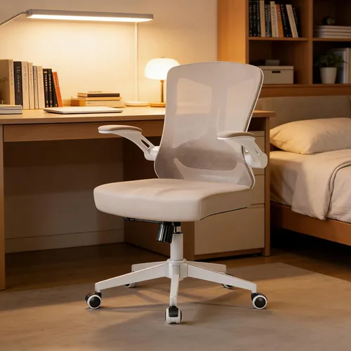 poki Silla de oficina ergonómica, silla de escritorio de oficina en casa con ruedas, silla de oficina de malla con soporte lumbar, cómoda silla de