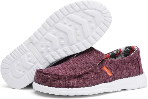 Miniatura 8 de ROTJACM Zapatos casuales de tela para mujer, zapatos de lona cómodos y anchos con puntera tipo mocasín, ligeros, zapatos para caminar al aire libre