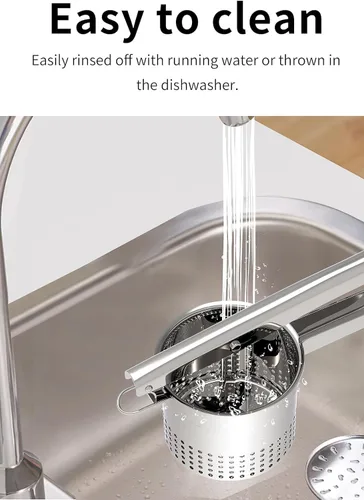 Miniatura 7 de GloTika Ricer de papas grande de 15 onzas con 3 discos intercambiables, triturador de papas de acero inoxidable resistente con mango ergonómico