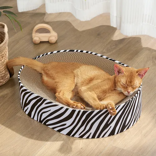 Miniatura 11 de Conlun Caja rascador para gatos con 4 tablas de rascar para gatos, almohadilla reversible para arañazos para gatos, cartón corrugado resistente