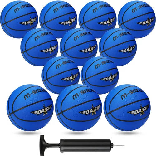 Miniatura 9 de Jerify 12 pelotas de baloncesto a granel de tamaño oficial 7, pelotas de baloncesto de goma 29.5 inflables de goma con bomba, pelotas de baloncesto