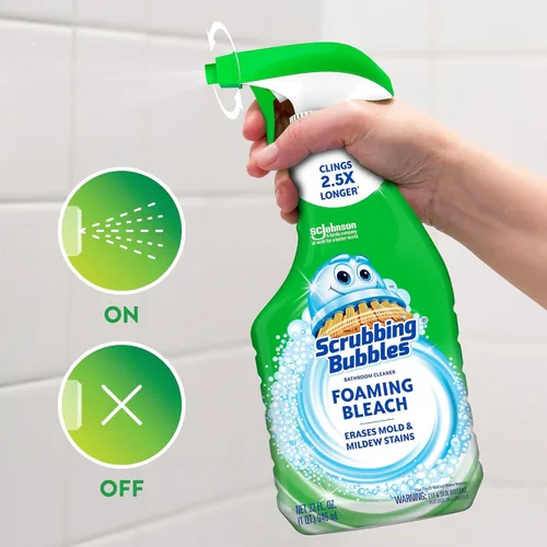 Miniatura 2 de Scrubbing Bubbles Limpiador de baño y ducha con lejía espumante desinfectante en aerosol, ayuda a eliminar el moho y el mildiú, 32 oz