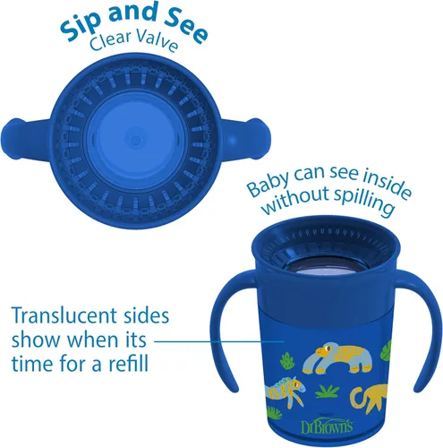 Miniatura 4 de Dr. Brown's Milestones™ Cheers360™ Taza, azul, de 7 oz (Paquete de 3)