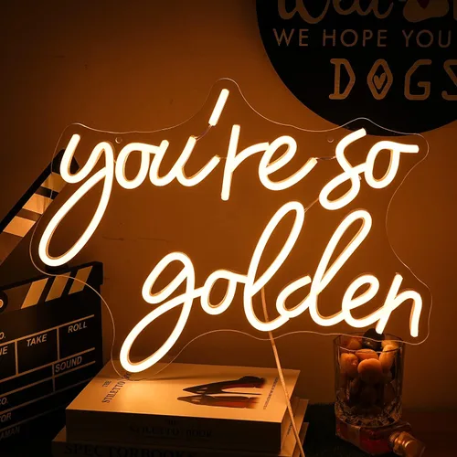Letrero de neón "You're So Golden" para decoración de pared, luces de neón blancas cálidas, letreros de neón LED con letras, luz de neón LED para