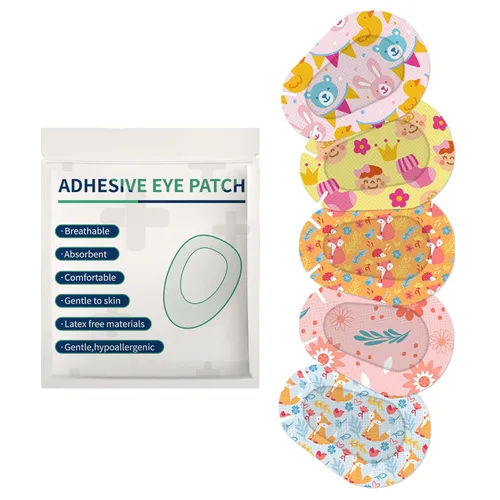 60 parches adhesivos para los ojos para niños, bloqueo de luz, lindo diseño transpirable vendajes adhesivos para niños pequeños, 5 estilos