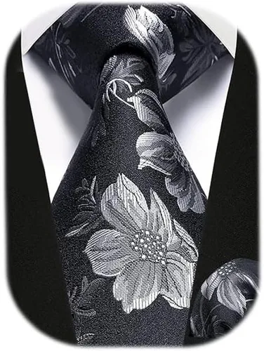 Miniatura 253 de Corbatas florales tejidas clásicas para hombre, corbata cuadrada de bolsillo, corbatas formales para hombres, boda con pañuelo