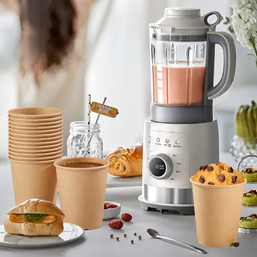 Miniatura 3 de SIUQ Paquete de 400 vasos de papel Kraft de 8 onzas, vasos de café de papel desechables sin blanquear, tazas gruesas para bebidas calientes/frías