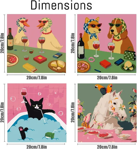 Miniatura 2 de FQOVKYN 4 paquetes de kit de pintura por números de animales divertidos para adultos principiantes, pintura de caballo por números con marco