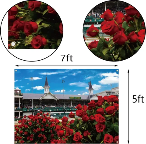 Miniatura 5 de Telón de fondo para cabina de fotos de Kentucky, 7 x 5 pies, Churchill Downs, carreras de caballos, Rose Derby, fiesta, fotografía, hogar