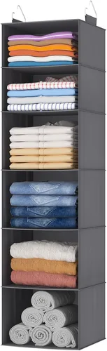 Miniatura 14 de Lifewit Organizador de armario colgante de 5 niveles y almacenamiento para estantes, estante de ropa plegable con 2 ganchos resistentes