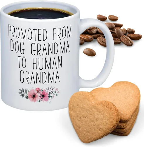 Suchmugs Taza promocionada a la abuela, taza de café New Nana de 11 onzas, sorpresa para revelar el bebé, anuncio de embarazo de abuela por primera