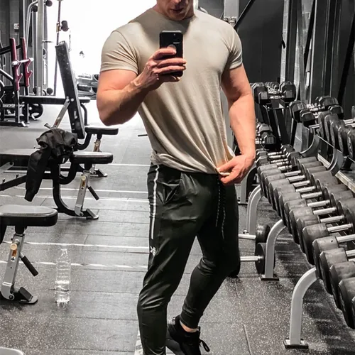 Miniatura 5 de BROKIG Pantalones deportivos ligeros de gimnasio para hombre, pantalones deportivos de entrenamiento con bolsillo con cremallera, pantalones