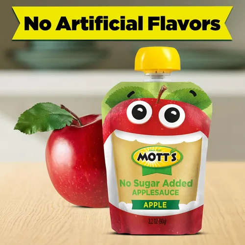 Miniatura 5 de Mott's Puré de manzana sin azúcar añadido, hecho de fruta real, sin sabores artificiales, bolsas transparentes de 3.2 onzas, paquete de 20