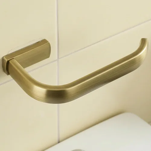 Miniatura 2 de Flybath Soporte de papel higiénico de latón antiguo con 2 ganchos para abrigos montado en la pared