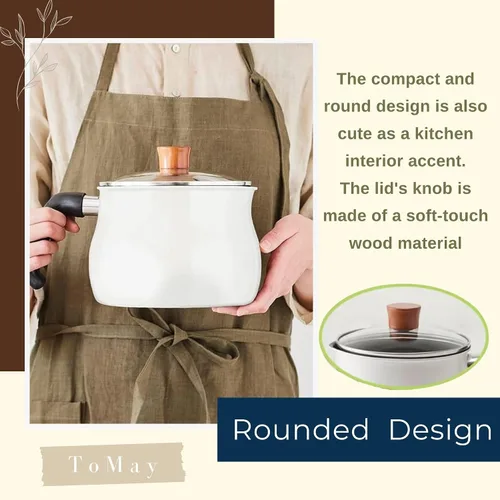 Miniatura 5 de Olla instantánea pequeña "ToMay dolce" elegante blanco de 6.3 pulgadas (6.3 in) 3.2 cuartos de galón para 1-2 tazas mini lindo arroz y ramen olla
