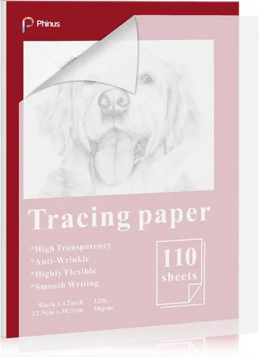 110 hojas de papel de calco para dibujo, papel de calco de 9"x12", almohadilla de papel de calco de papel vitela translúcido, almohadilla de calco