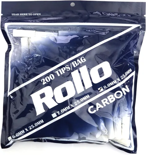 Rollo Filtros de carbón de 0.315 in x 0.984 in – 200 puntas de filtro regulares largas con carbón activado – Accesorio de extracción limpia para