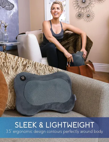 Miniatura 5 de Zyllion Masajeador Shiatsu de Espalda y Cuello con Calor - Almohada de Masaje Eléctrico 3D de Amasado de Tejido Profundo para Alivio del Dolor