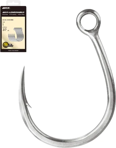 BKK LONEDIABLO Gancho de Señuelo Simple | 5X | Recubrimiento Ultra-Antióxido para Agua Salada | Punta Molida a Mano | Señuelos de Poping para