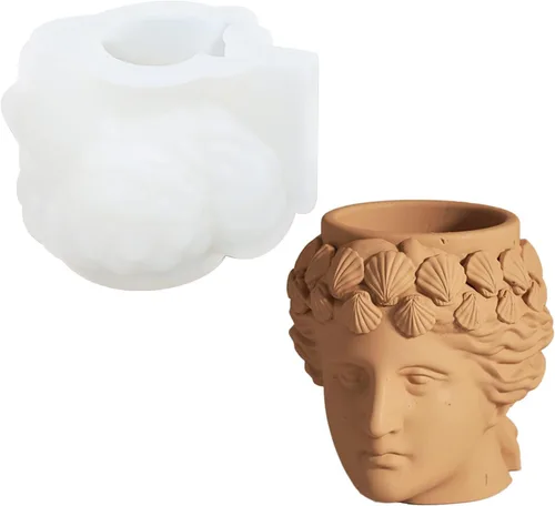 Miniatura 8 de Molde de maceta de estatua 3D, molde de jarrón de cemento para regalos de cumpleaños, decoración de oficina en casa y herramientas de fabricación