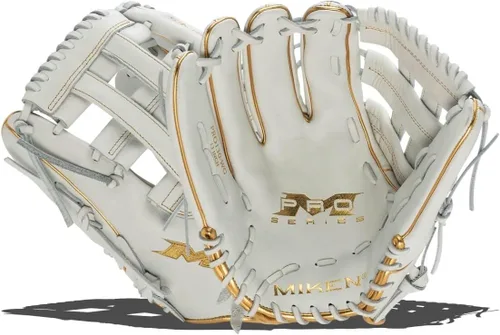 Miniatura 7 de Miken Pro Series - Guantes de sóftbol de lanzamiento lento, 13 pulgadas, blanco/rojo blanco/blanco